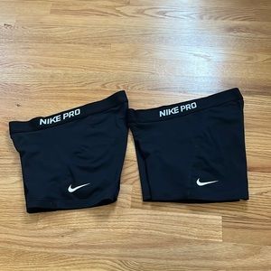 TWO Nike Pro Black Spandex Shorts 3in & 5in size: M